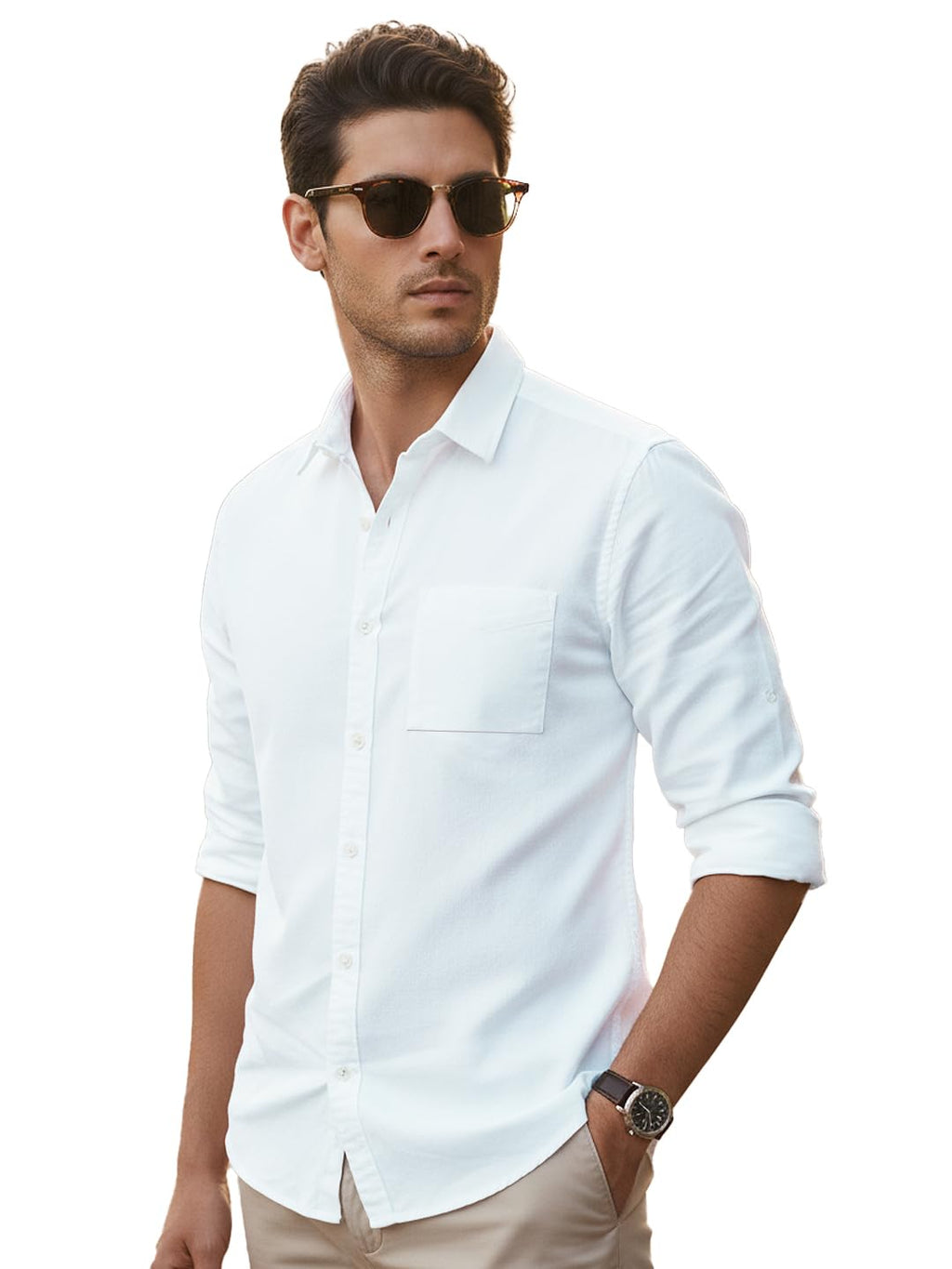 Urbano Fashion Men's Cotton Full Sleeve Regular Fit Casual Solid Shirt