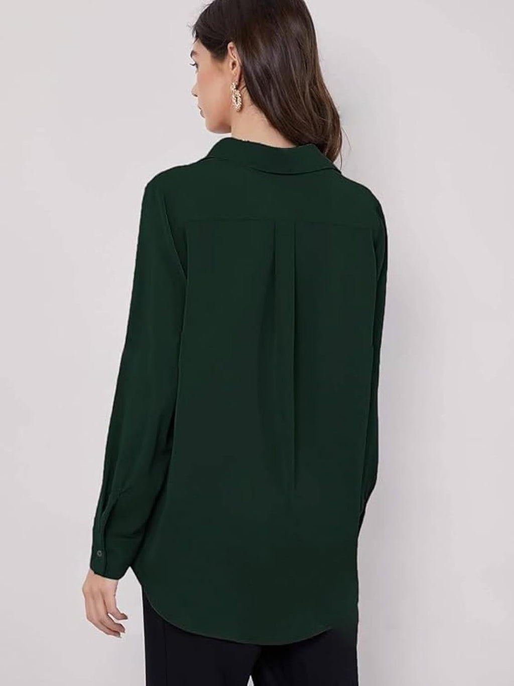 GRECIILOOKS Women`s Oversized Fit Crop Top Shirt | Comfortable Rich Korean Button Down | Comfortable Rich Korean Button Down | Workwear Top for Office & Casual Outfit