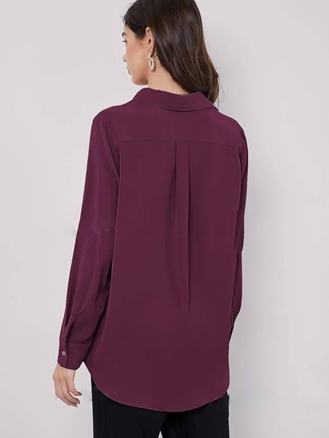 GRECIILOOKS Women`s Oversized Fit Crop Top Shirt | Comfortable Rich Korean Button Down | Comfortable Rich Korean Button Down | Workwear Top for Office & Casual Outfit