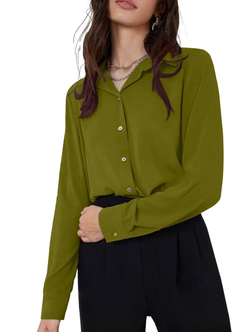 GRECIILOOKS Women`s Oversized Fit Crop Top Shirt | Comfortable Rich Korean Button Down | Comfortable Rich Korean Button Down | Workwear Top for Office & Casual Outfit