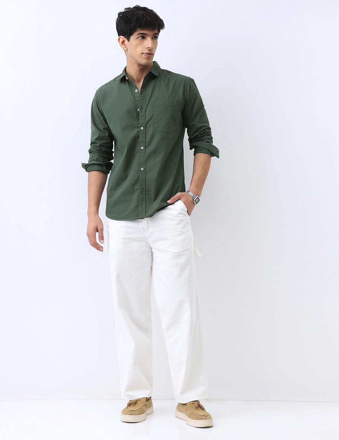 Urbano Fashion Men's Cotton Full Sleeve Regular Fit Casual Solid Shirt