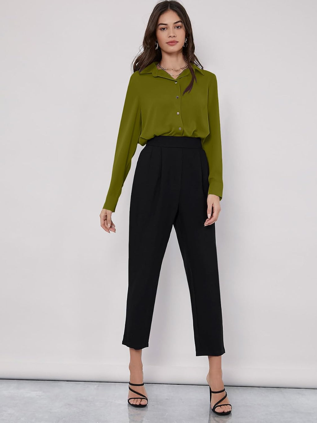 GRECIILOOKS Women`s Oversized Fit Crop Top Shirt | Comfortable Rich Korean Button Down | Comfortable Rich Korean Button Down | Workwear Top for Office & Casual Outfit