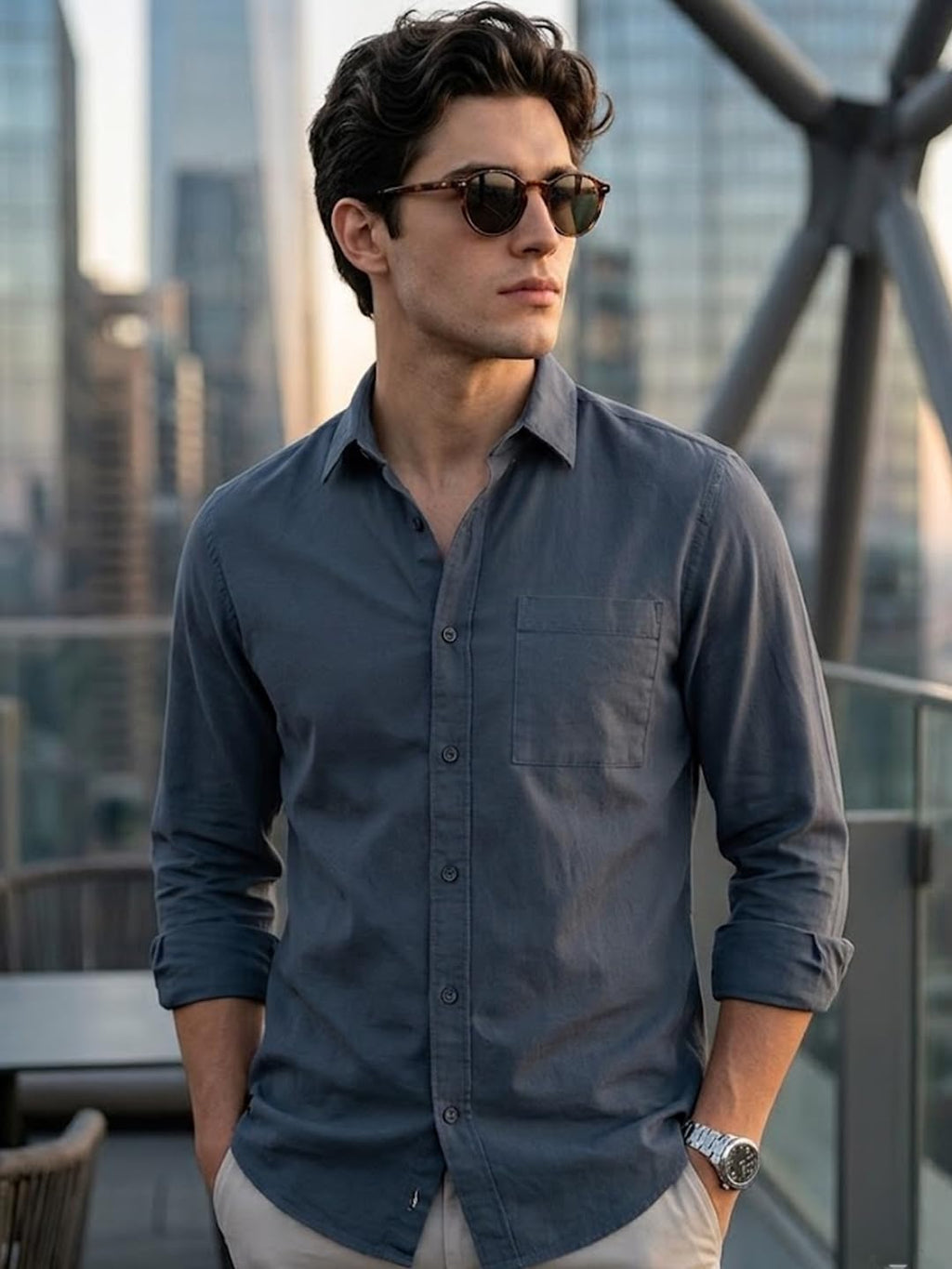 Urbano Fashion Men's Cotton Full Sleeve Regular Fit Casual Solid Shirt