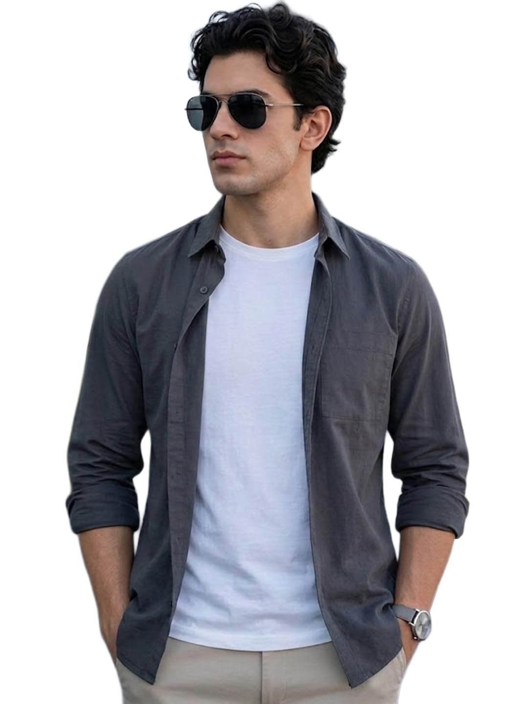 Urbano Fashion Men's Cotton Full Sleeve Regular Fit Casual Solid Shirt