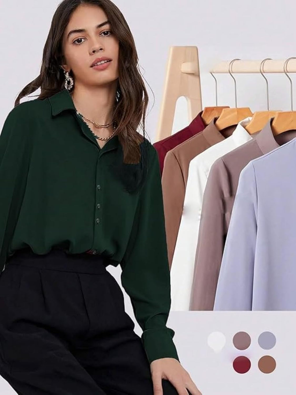 GRECIILOOKS Women`s Oversized Fit Crop Top Shirt | Comfortable Rich Korean Button Down | Comfortable Rich Korean Button Down | Workwear Top for Office & Casual Outfit