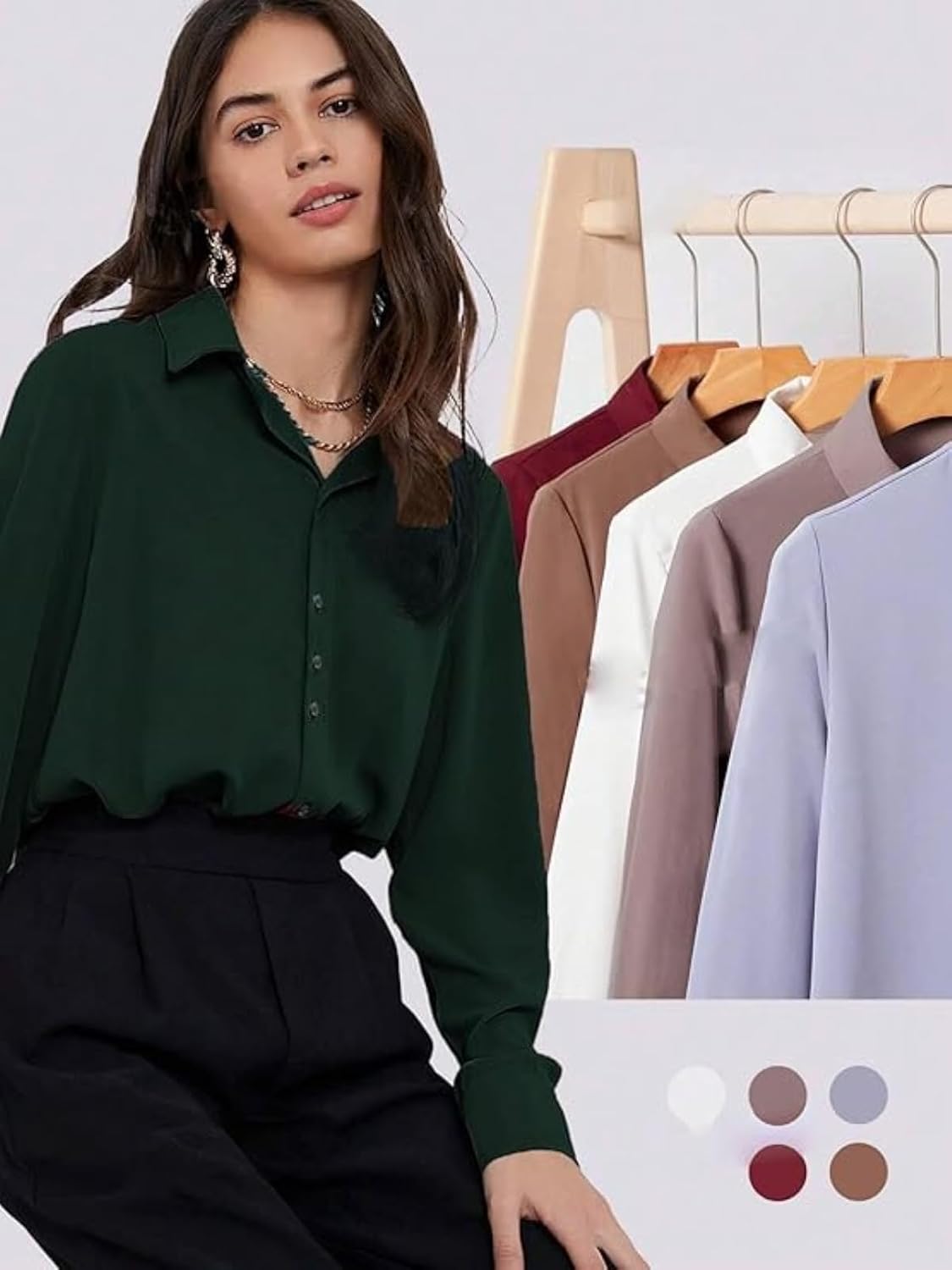 GRECIILOOKS Women`s Oversized Fit Crop Top Shirt | Comfortable Rich Korean Button Down | Comfortable Rich Korean Button Down | Workwear Top for Office & Casual Outfit