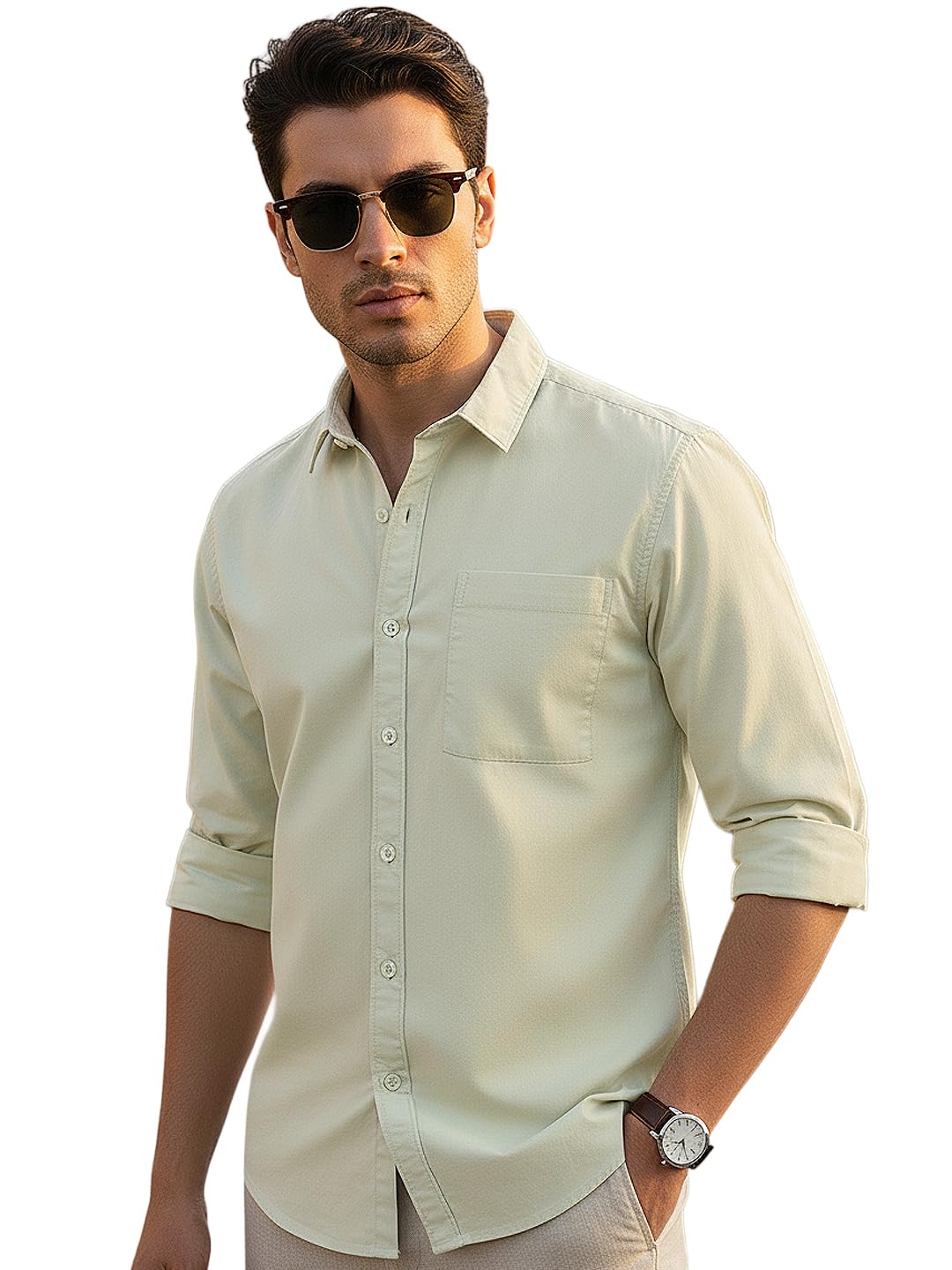 Urbano Fashion Men's Cotton Full Sleeve Regular Fit Casual Solid Shirt