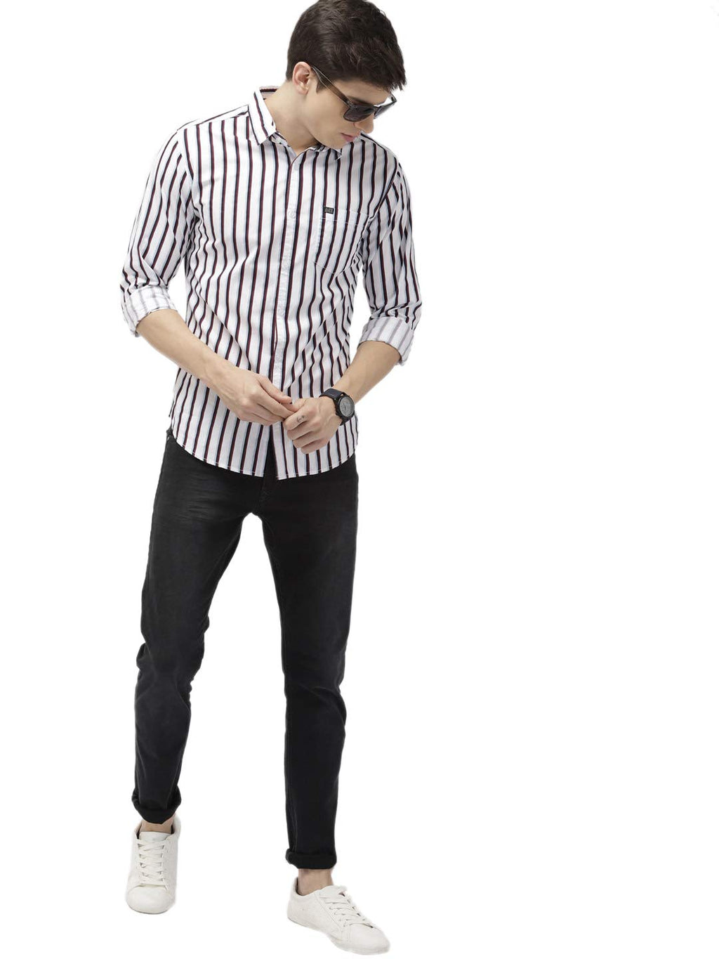 The Indian Garage Co Men Slim Fit Checkered Full Sleeves Spread Collar Casual Shirt