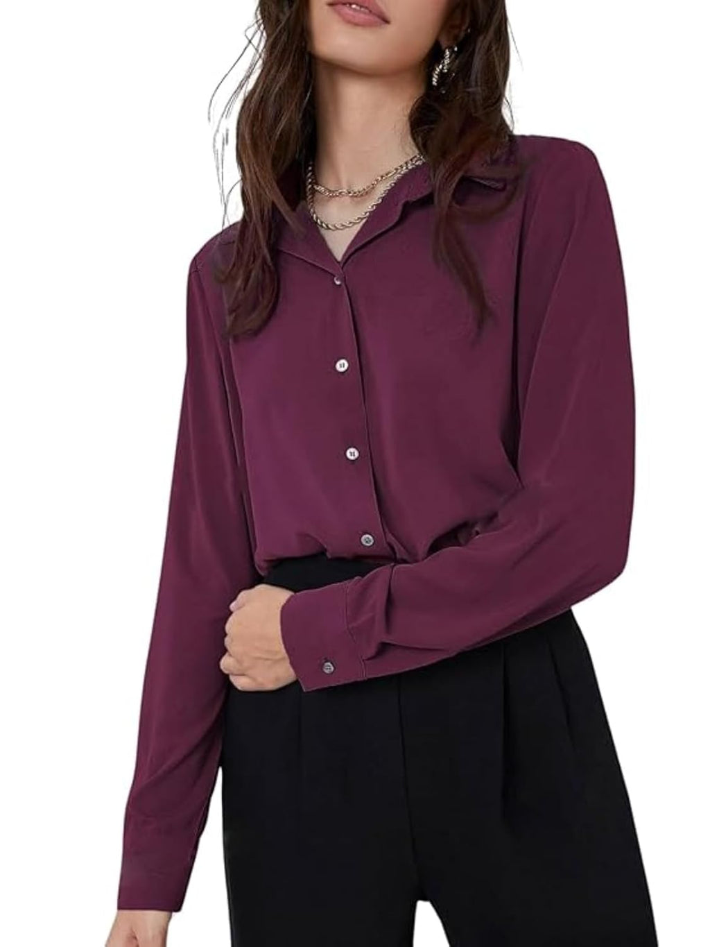 GRECIILOOKS Women`s Oversized Fit Crop Top Shirt | Comfortable Rich Korean Button Down | Comfortable Rich Korean Button Down | Workwear Top for Office & Casual Outfit
