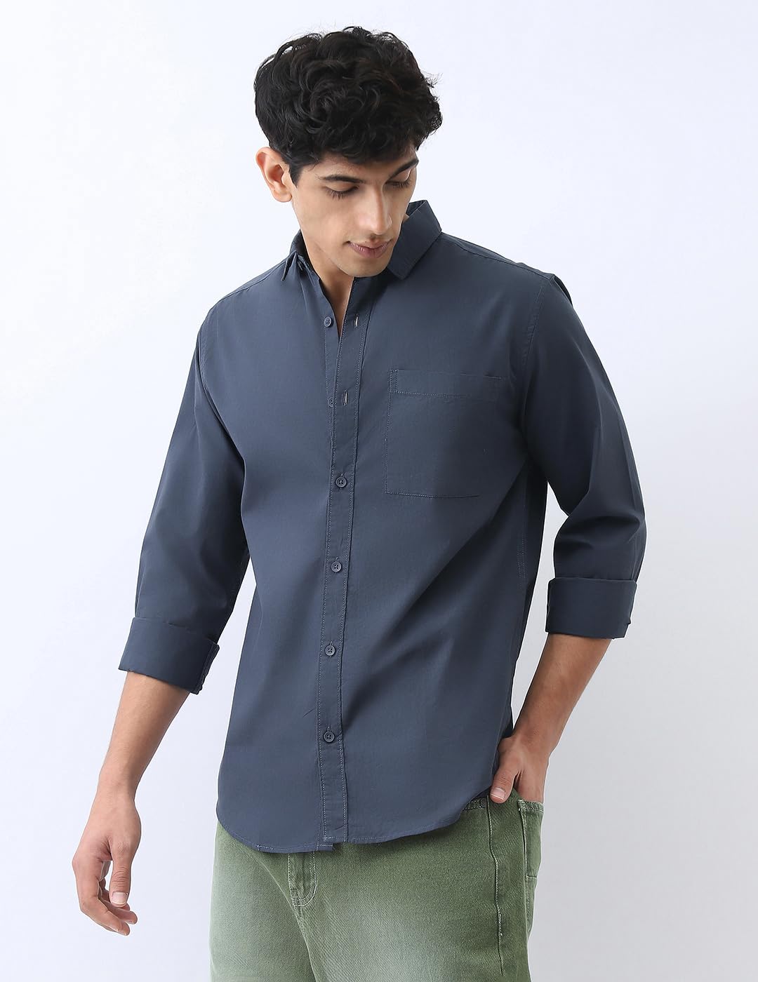 Urbano Fashion Men's Cotton Full Sleeve Regular Fit Casual Solid Shirt