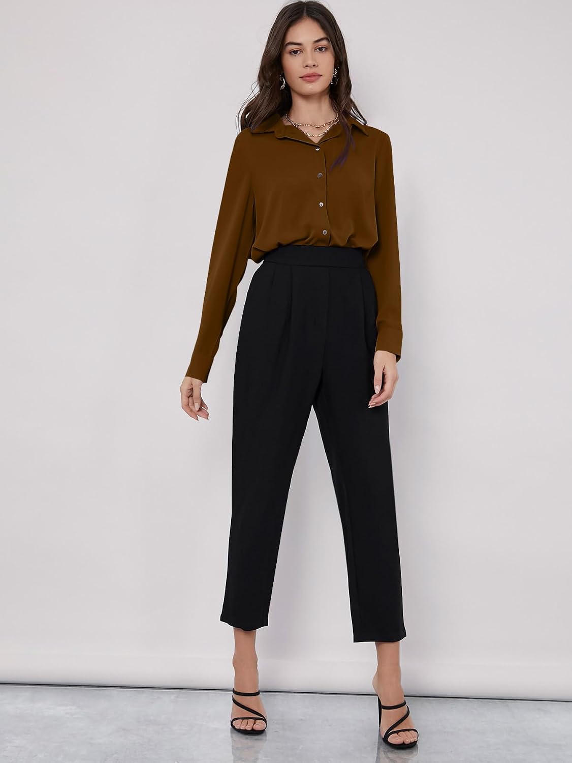 GRECIILOOKS Women`s Oversized Fit Crop Top Shirt | Comfortable Rich Korean Button Down | Comfortable Rich Korean Button Down | Workwear Top for Office & Casual Outfit