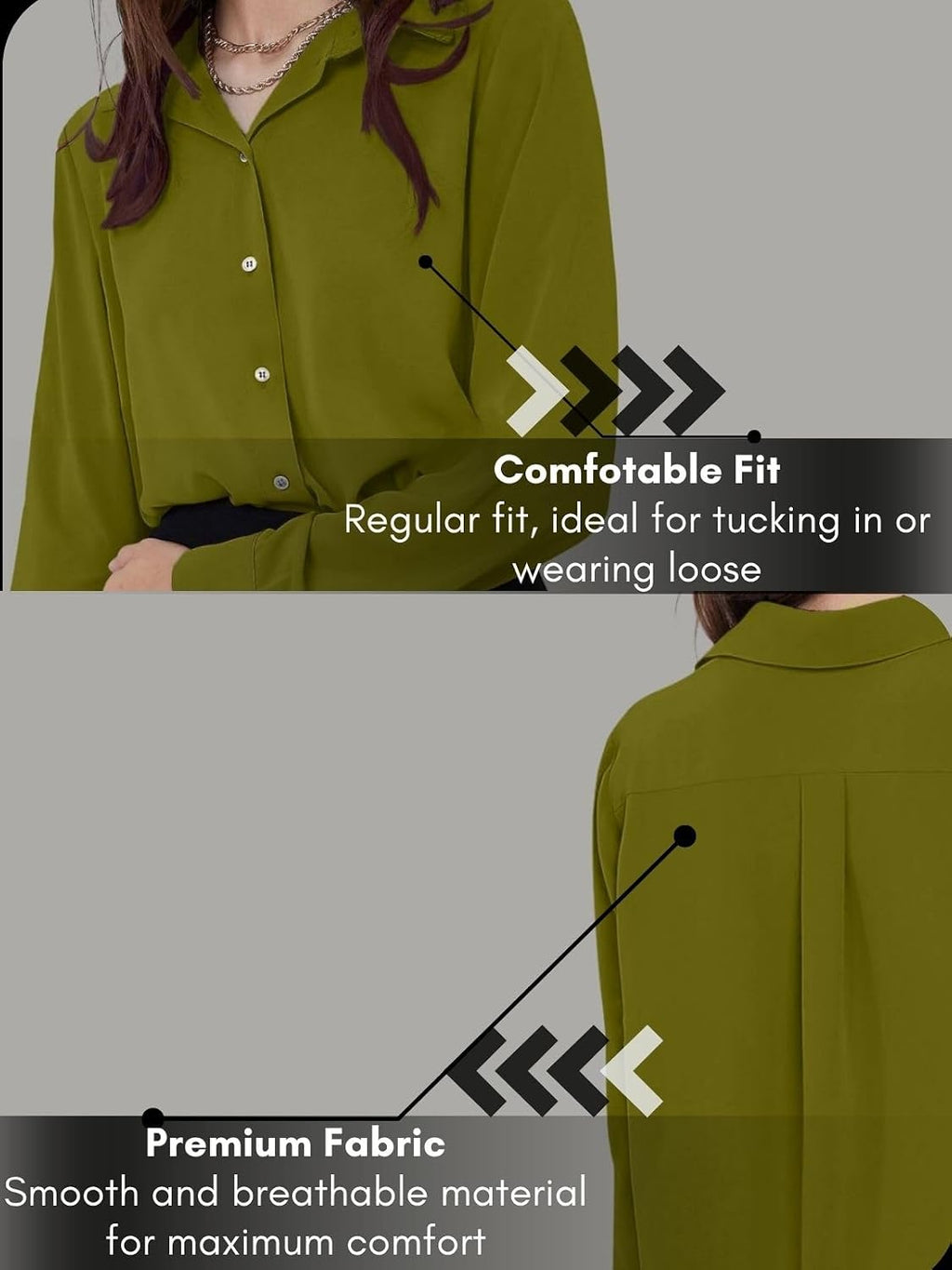 GRECIILOOKS Women`s Oversized Fit Crop Top Shirt | Comfortable Rich Korean Button Down | Comfortable Rich Korean Button Down | Workwear Top for Office & Casual Outfit