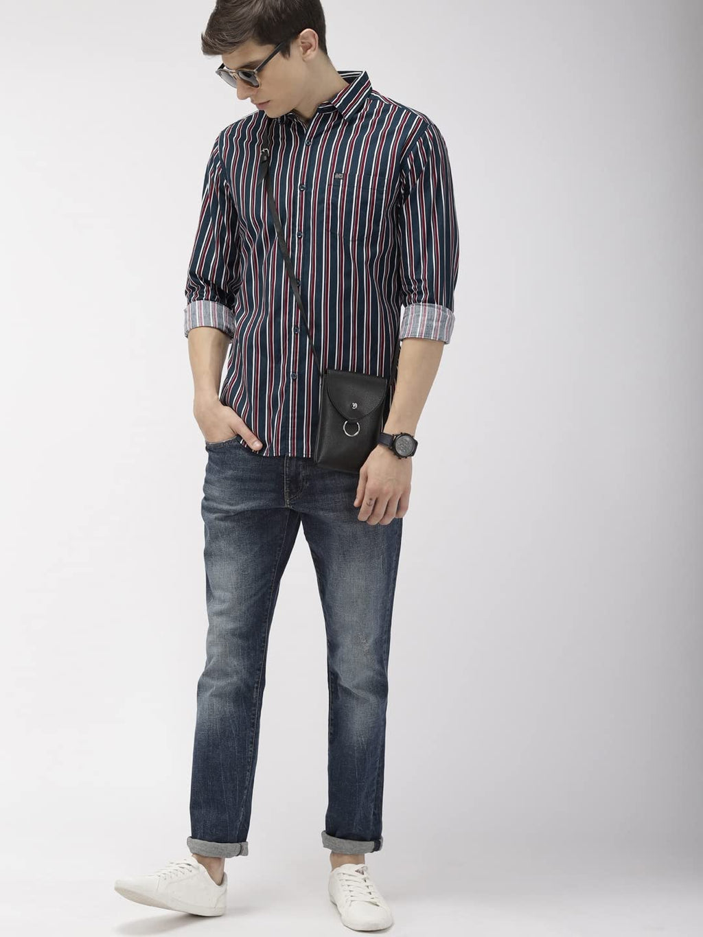 The Indian Garage Co Men Slim Fit Checkered Full Sleeves Spread Collar Casual Shirt