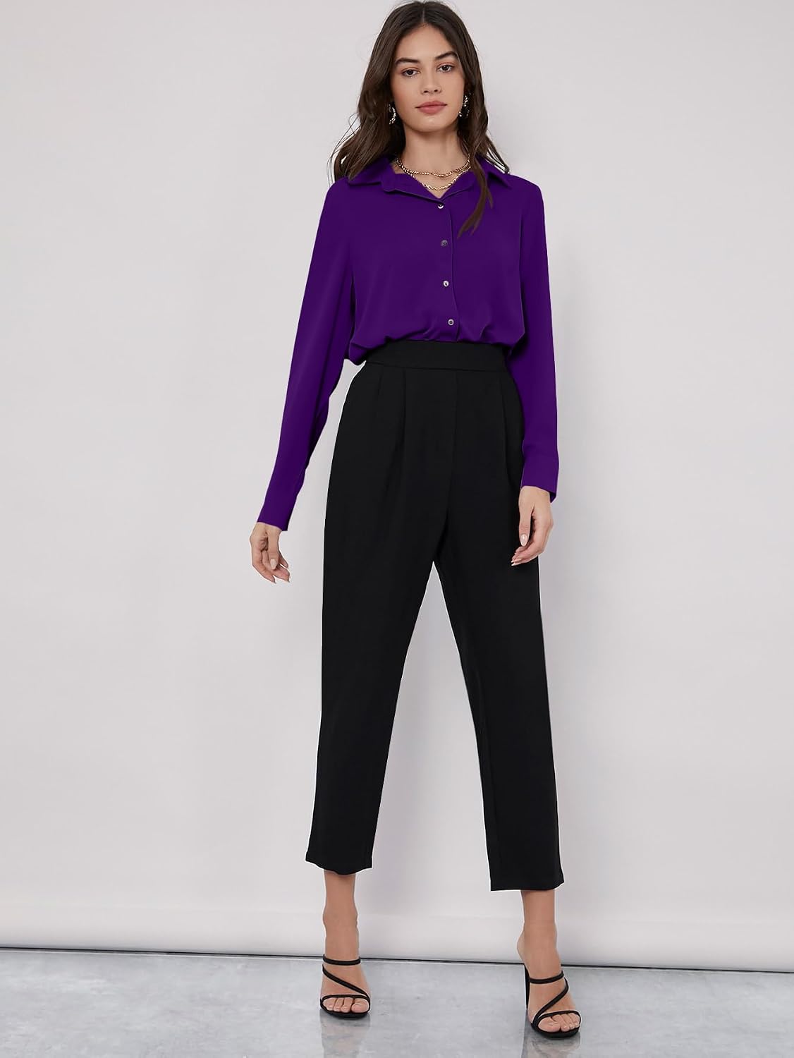 GRECIILOOKS Women`s Oversized Fit Crop Top Shirt | Comfortable Rich Korean Button Down | Comfortable Rich Korean Button Down | Workwear Top for Office & Casual Outfit