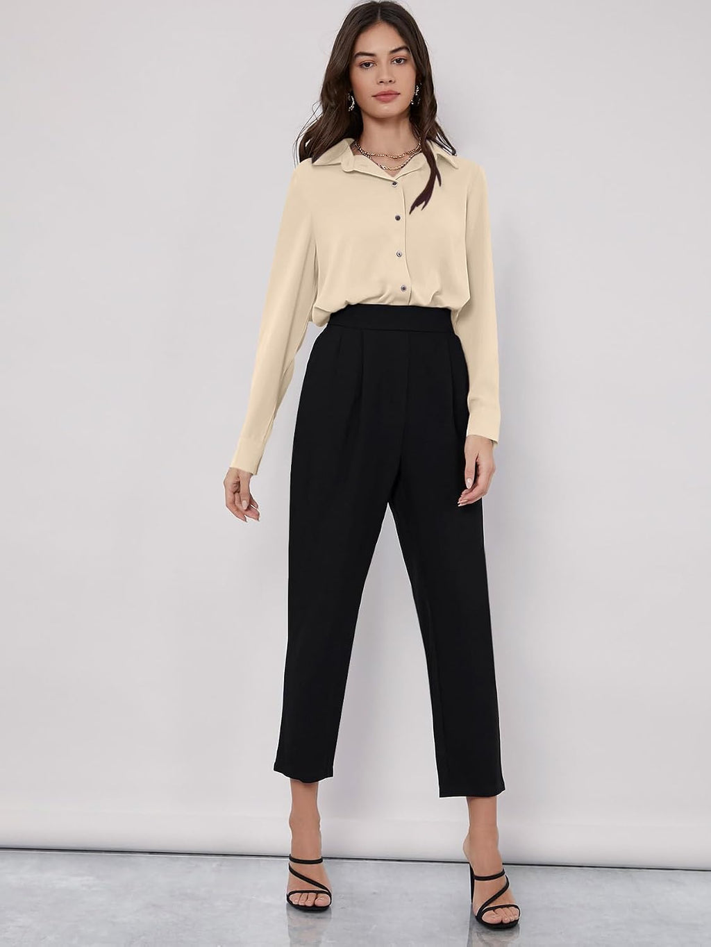 GRECIILOOKS Women`s Oversized Fit Crop Top Shirt | Comfortable Rich Korean Button Down | Comfortable Rich Korean Button Down | Workwear Top for Office & Casual Outfit