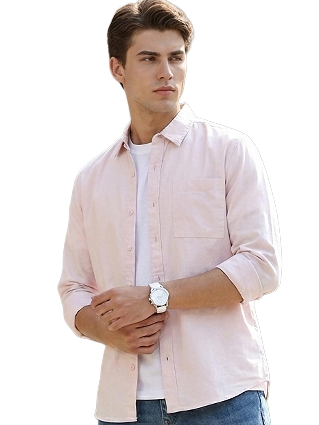 Urbano Fashion Men's Cotton Full Sleeve Regular Fit Casual Solid Shirt