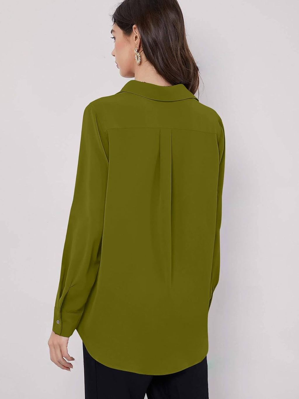 GRECIILOOKS Women`s Oversized Fit Crop Top Shirt | Comfortable Rich Korean Button Down | Comfortable Rich Korean Button Down | Workwear Top for Office & Casual Outfit