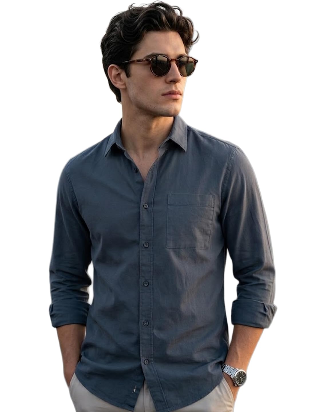 Urbano Fashion Men's Cotton Full Sleeve Regular Fit Casual Solid Shirt