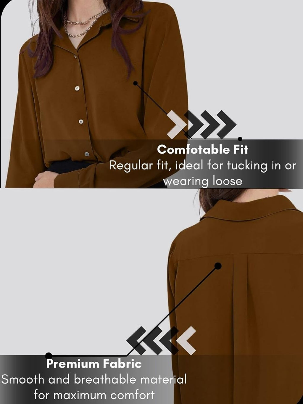 GRECIILOOKS Women`s Oversized Fit Crop Top Shirt | Comfortable Rich Korean Button Down | Comfortable Rich Korean Button Down | Workwear Top for Office & Casual Outfit