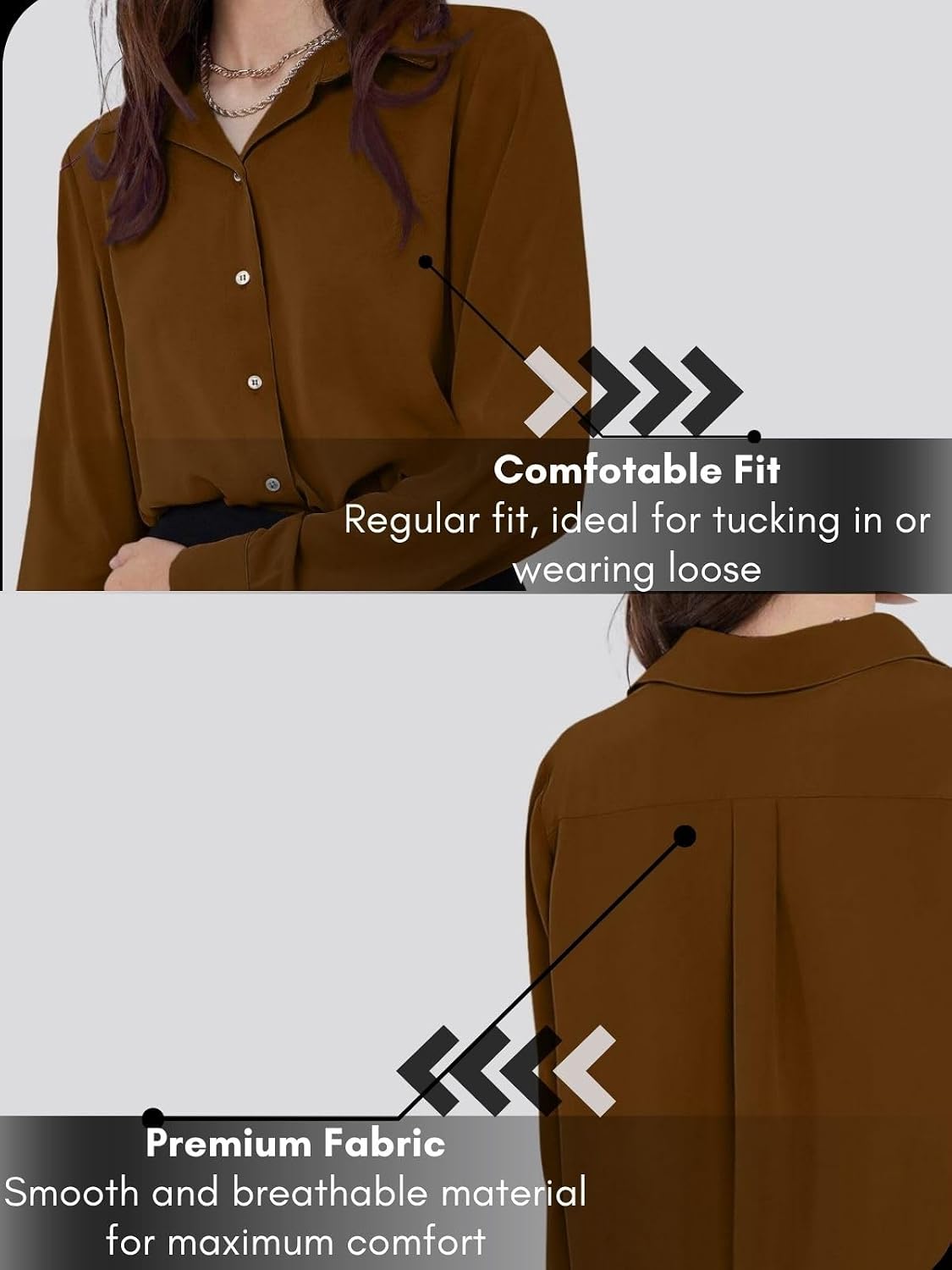 GRECIILOOKS Women`s Oversized Fit Crop Top Shirt | Comfortable Rich Korean Button Down | Comfortable Rich Korean Button Down | Workwear Top for Office & Casual Outfit