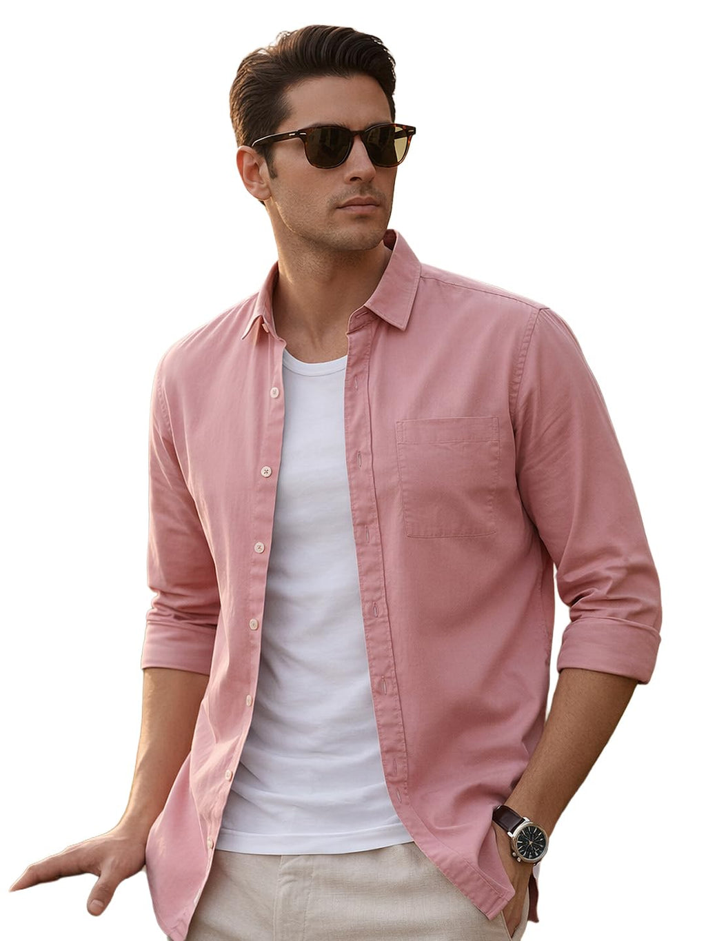 Urbano Fashion Men's Cotton Full Sleeve Regular Fit Casual Solid Shirt