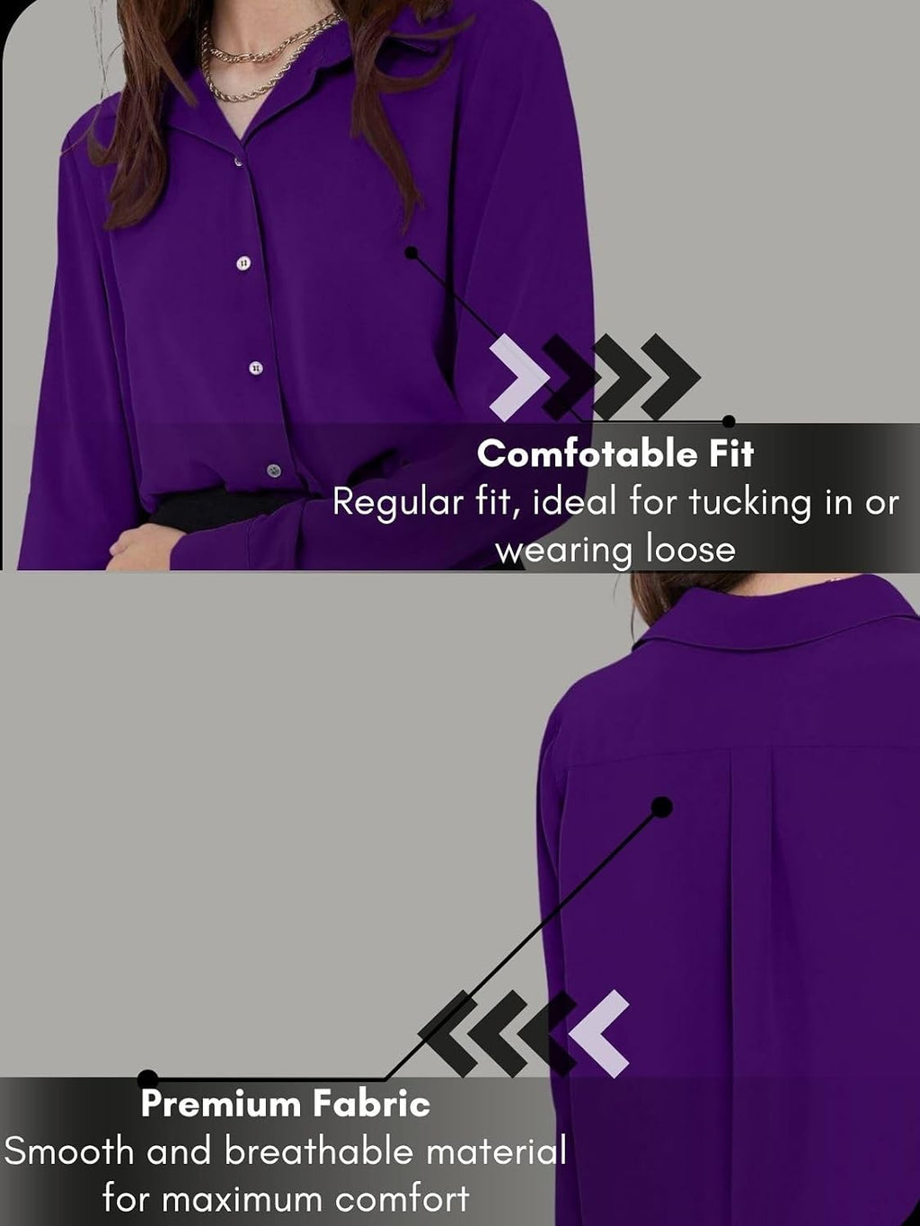 GRECIILOOKS Women`s Oversized Fit Crop Top Shirt | Comfortable Rich Korean Button Down | Comfortable Rich Korean Button Down | Workwear Top for Office & Casual Outfit