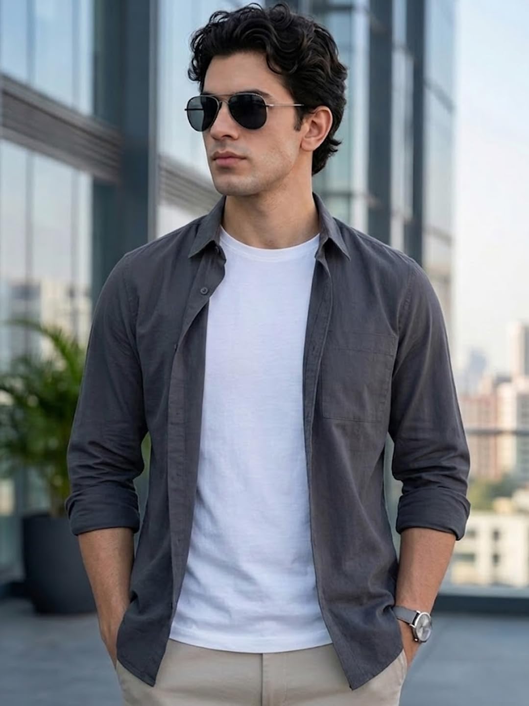 Urbano Fashion Men's Cotton Full Sleeve Regular Fit Casual Solid Shirt