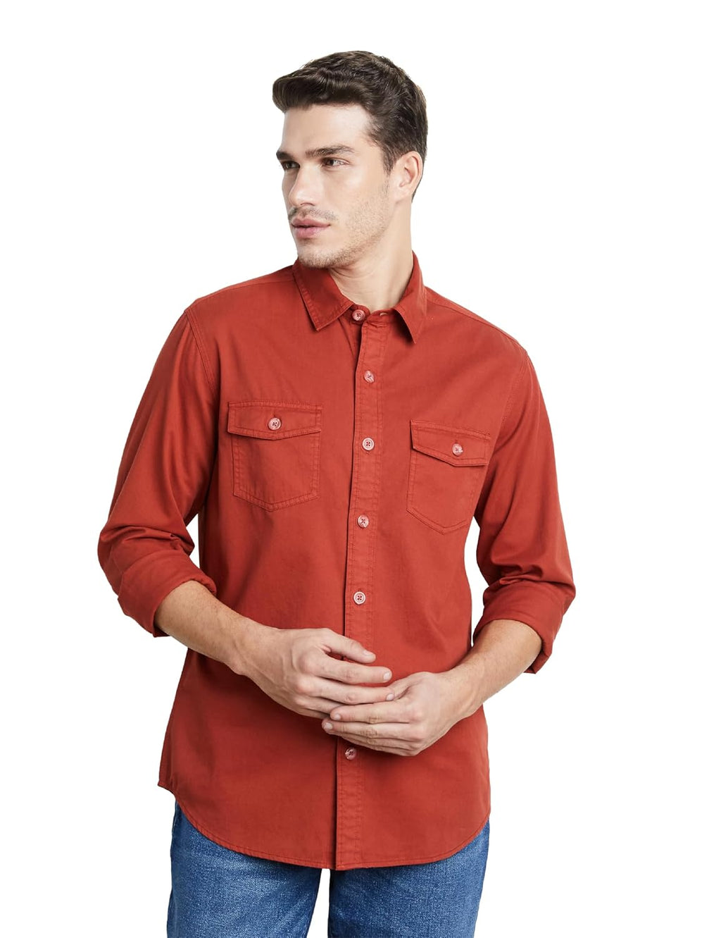Symbol Premium Men Long Sleeve Casual Washed Cotton Twill Shirt (Regular Fit)
