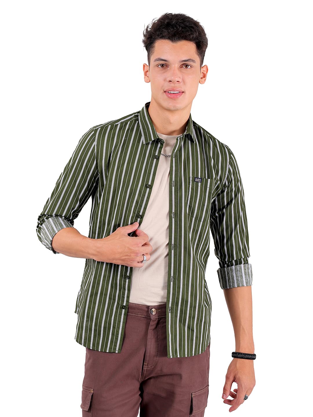 The Indian Garage Co Men Slim Fit Checkered Full Sleeves Spread Collar Casual Shirt