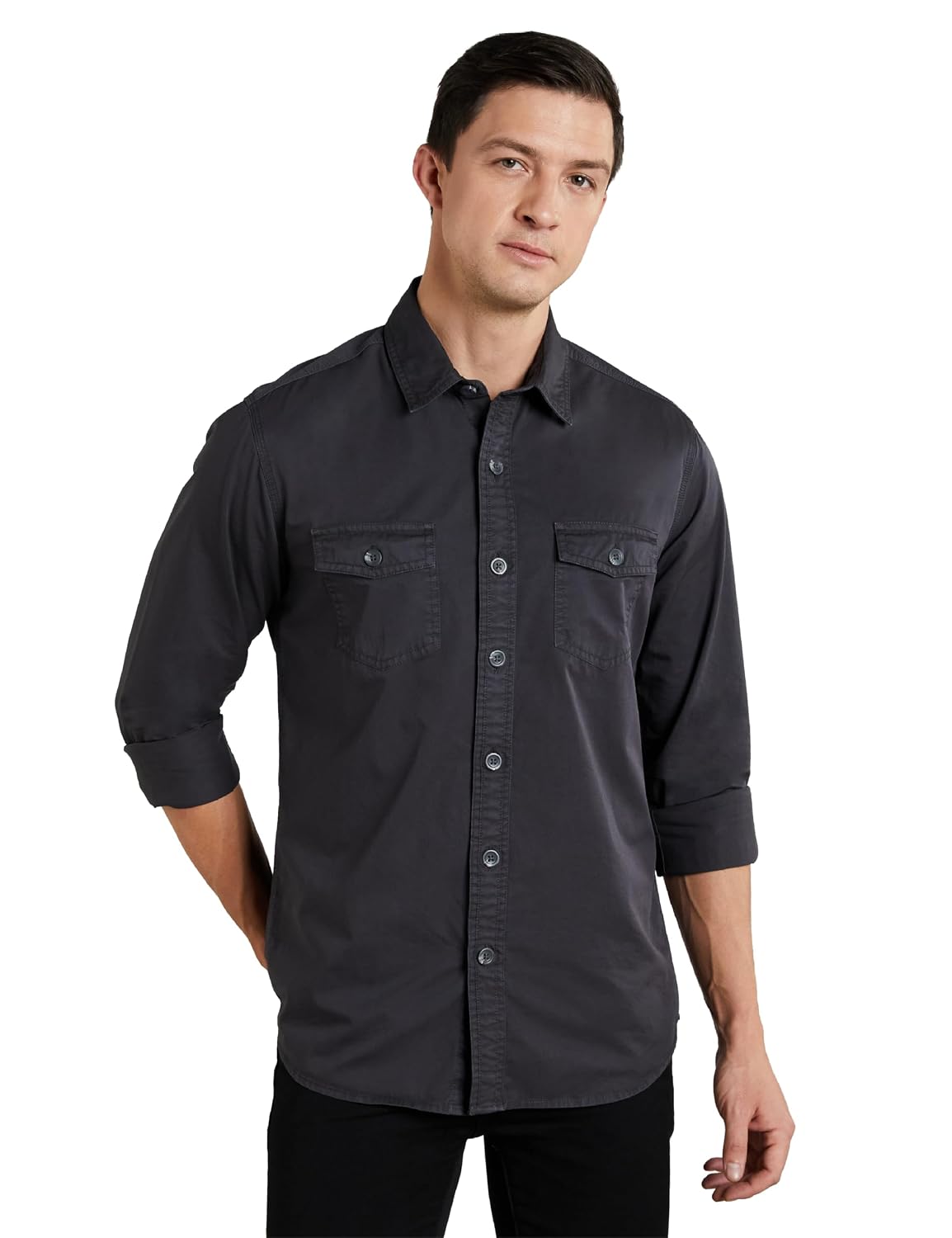 Symbol Premium Men Long Sleeve Casual Washed Cotton Twill Shirt (Regular Fit)