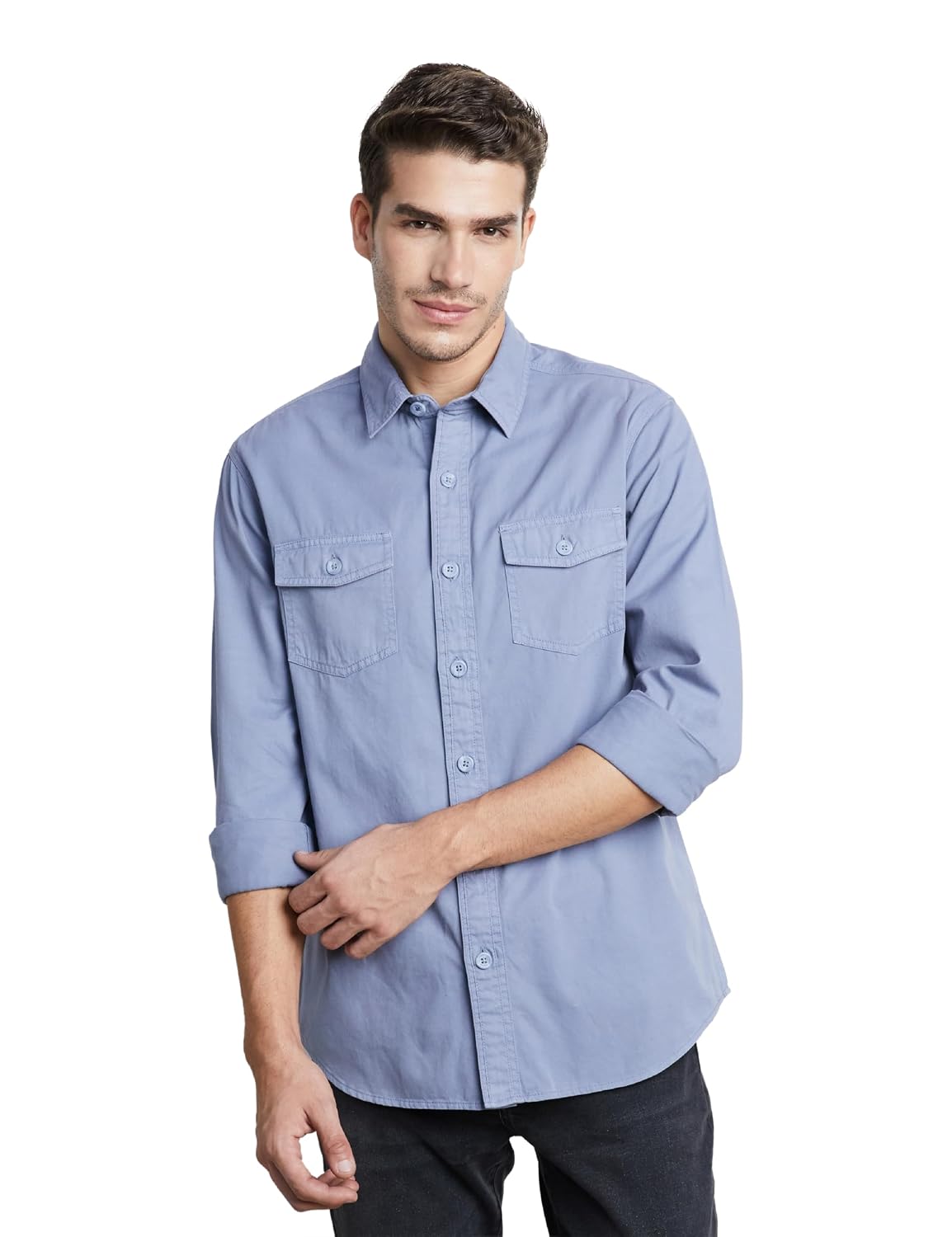 Symbol Premium Men Long Sleeve Casual Washed Cotton Twill Shirt (Regular Fit)