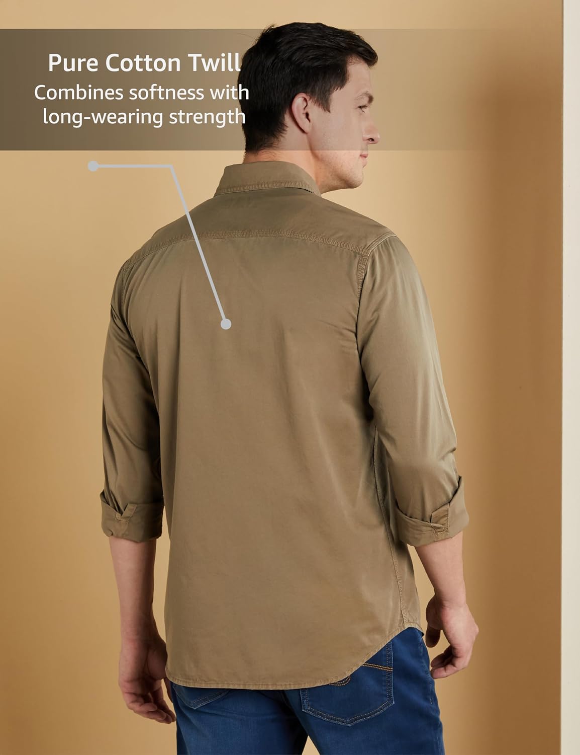 Symbol Premium Men Long Sleeve Casual Washed Cotton Twill Shirt (Regular Fit)
