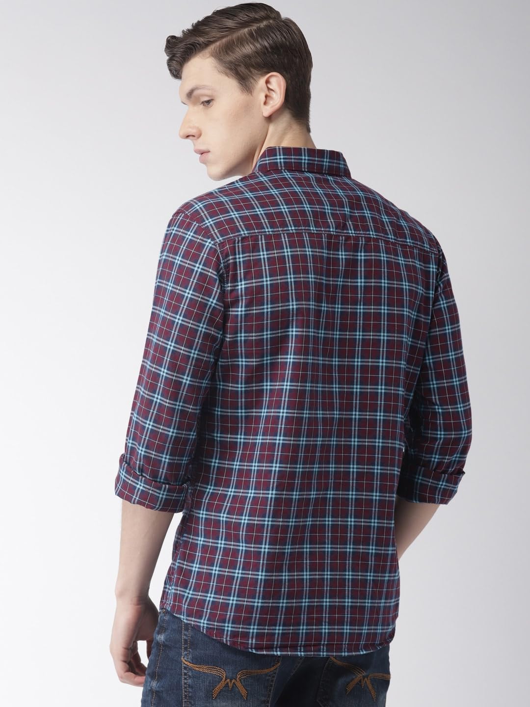 The Indian Garage Co Men Slim Fit Checkered Full Sleeves Spread Collar Casual Shirt