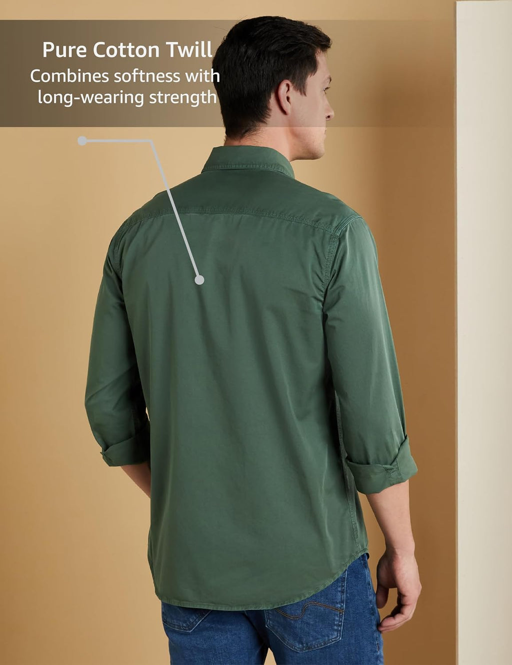 Symbol Premium Men Long Sleeve Casual Washed Cotton Twill Shirt (Regular Fit)