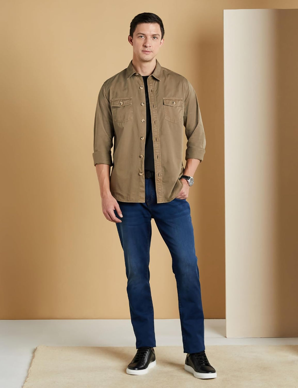 Symbol Premium Men Long Sleeve Casual Washed Cotton Twill Shirt (Regular Fit)