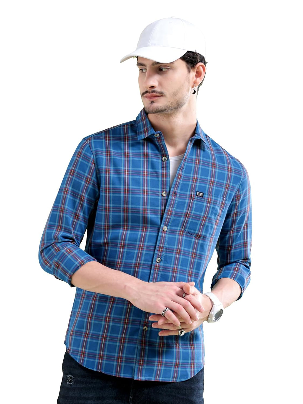 The Indian Garage Co Men Slim Fit Checkered Full Sleeves Spread Collar Casual Shirt