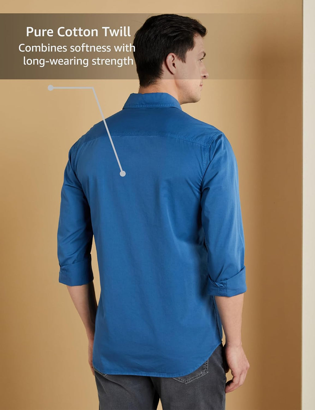 Symbol Premium Men Long Sleeve Casual Washed Cotton Twill Shirt (Regular Fit)