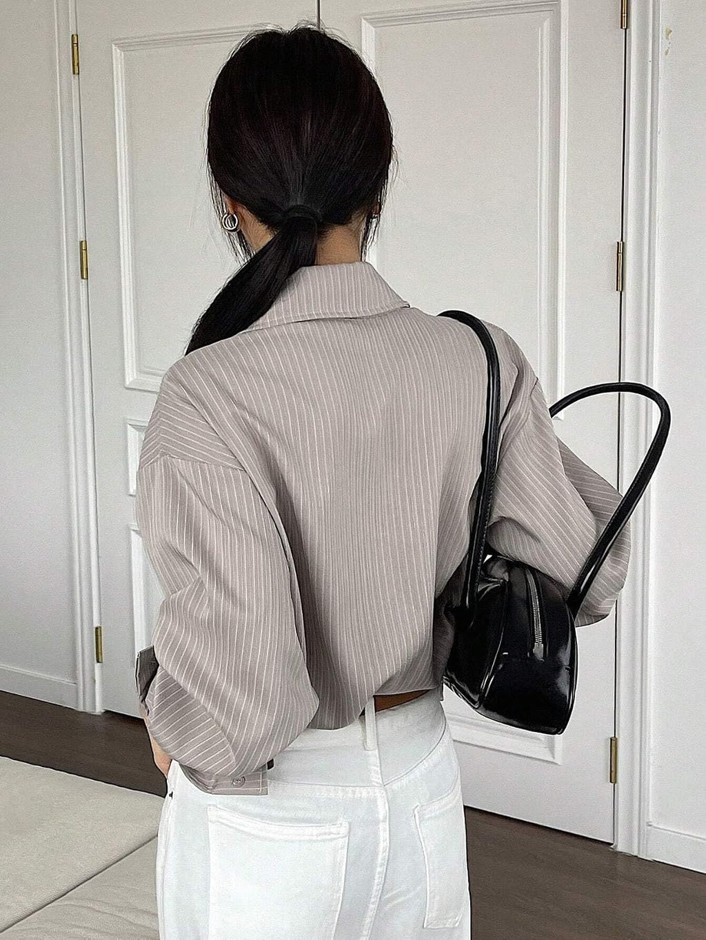 GRECIILOOKS Striped Shirt for Women | Korean Style Full Sleeve Oversized Button Down Shirts | Tops for Women | Shirt for Woman | Plus Size Top for Office & Casual Outfit