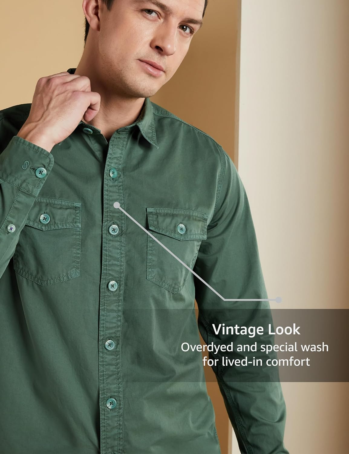 Symbol Premium Men Long Sleeve Casual Washed Cotton Twill Shirt (Regular Fit)