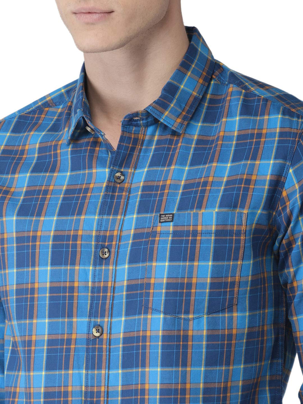 The Indian Garage Co Men Slim Fit Checkered Full Sleeves Spread Collar Casual Shirt